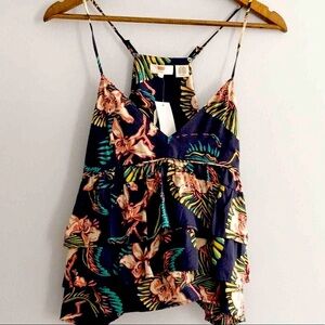 Levi’s Womens Tropical Coconut Girl Vacation Hawaiian Layered Crop Top XS NEW